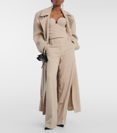 Magda Butrym Cashmere-blend Corset Top In Beige