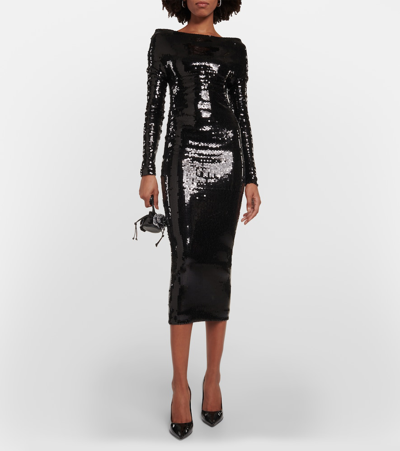 Alexandre Vauthier Sequined Strapless Gown In Black