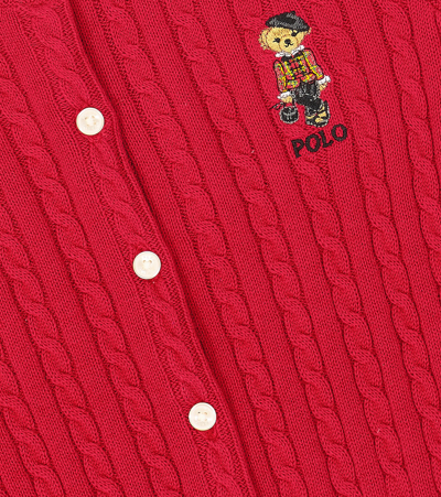 Shop Polo Ralph Lauren Polo Bear Cable-knit Cotton Cardigan In Red