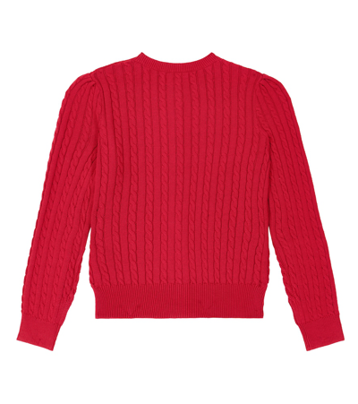 Shop Polo Ralph Lauren Polo Bear Cable-knit Cotton Cardigan In Red