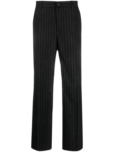 Shop Golden Goose Grey Pinstripe Trousers