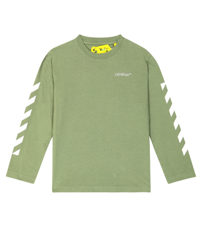 Shop Off-white Arrows Cotton Jersey Top In Green