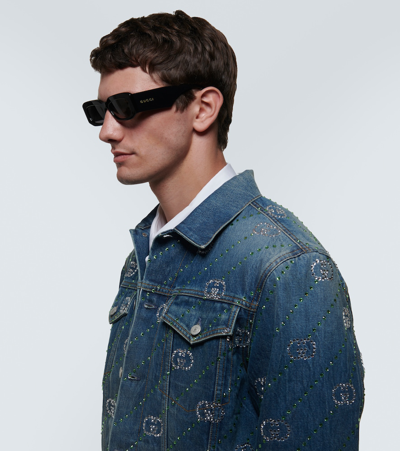 Gucci Rectangular Sunglasses In Black
