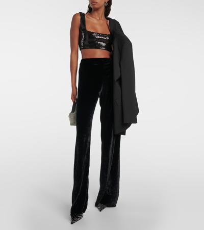 Galvan Beating Heart Sequin Top In Black