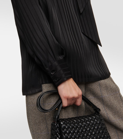 Loro Piana Kya Ocean Striped Silk Tie-neck Blouse In Black