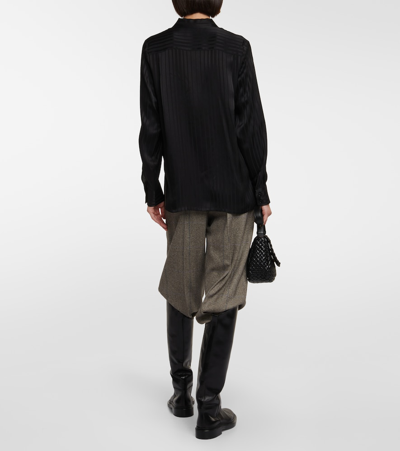 Loro Piana Kya Ocean Striped Silk Tie-neck Blouse In Black