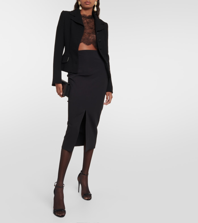 Shop Dolce & Gabbana Jersey Midi Skirt In Black