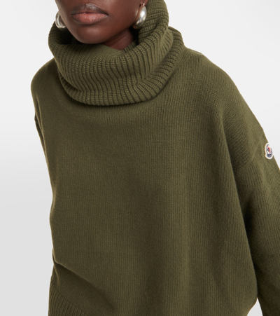 Shop Moncler Wool Turtleneck Sweater In Grey