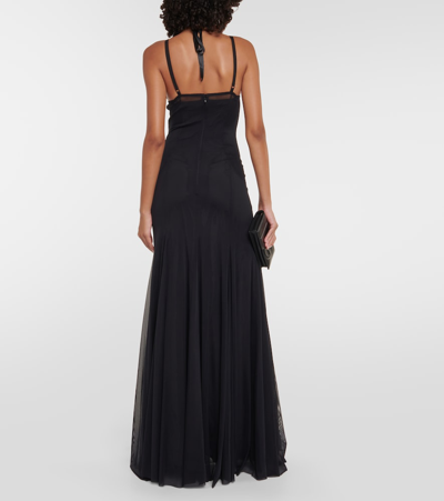 Shop Dolce & Gabbana Tulle Slip Dress In Black
