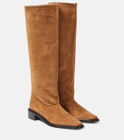 Shop Souliers Martinez Bertran Suede Knee-high Boots In Brown
