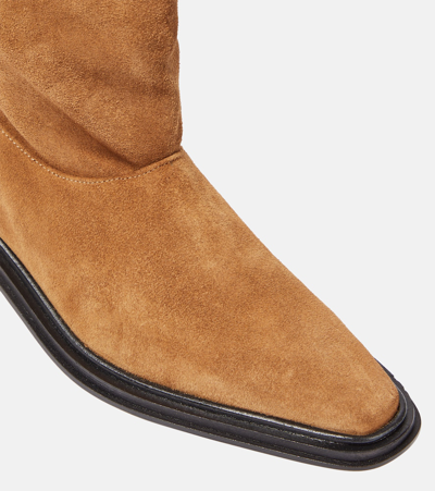 Souliers Martinez Bertran Suede Knee-high Boots In Brown