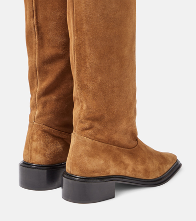 Souliers Martinez Bertran Suede Knee-high Boots In Brown