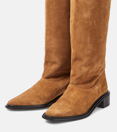 Shop Souliers Martinez Bertran Suede Knee-high Boots In Brown