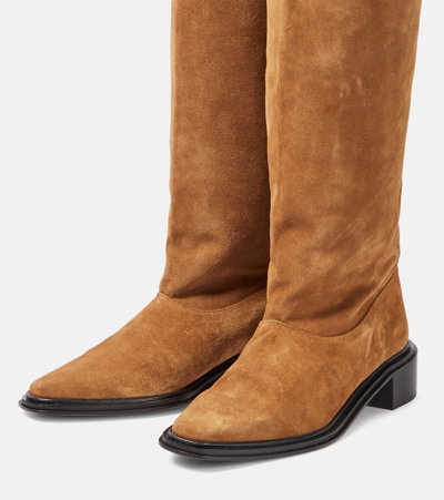 Souliers Martinez Bertran Suede Knee-high Boots In Brown