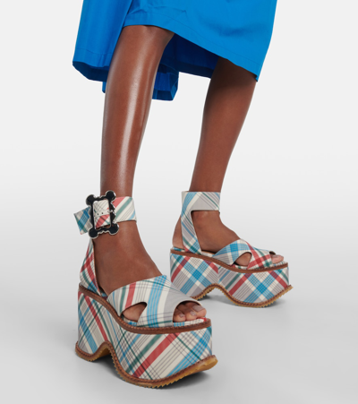 Shop Vivienne Westwood London Leather Check Sandals In Multicoloured