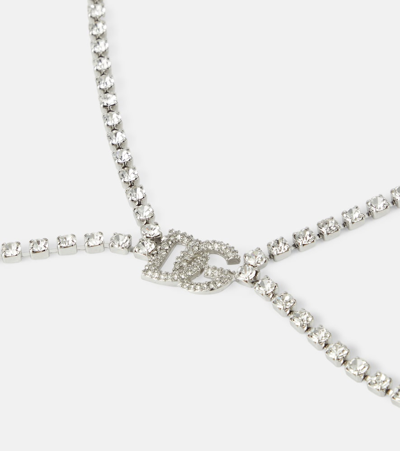 Shop Dolce & Gabbana Bijoux Crystal-embellished Bra In Silver