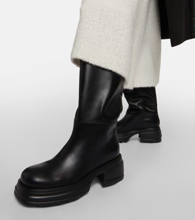 Shop Tod's Leather Knee-high Boots In Black