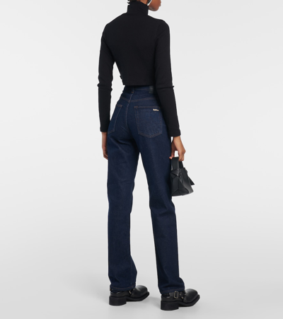 Ag X Emrata Alexxis Straight Jeans In Blue