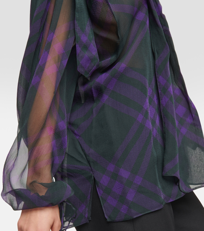 Burberry Check Silk Chiffon Blouse In Multicoloured