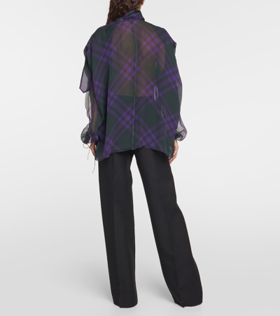 Burberry Check Silk Chiffon Blouse In Multicoloured