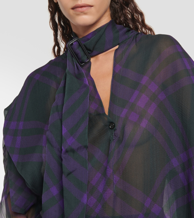 Burberry Check Silk Chiffon Blouse In Multicoloured