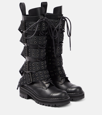 Shop Junya Watanabe Embellished Leather Boots In Black