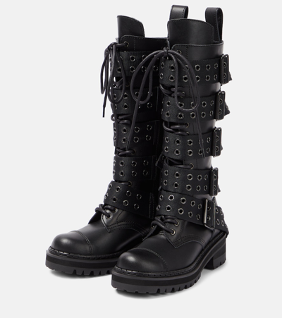 Shop Junya Watanabe Embellished Leather Boots In Black