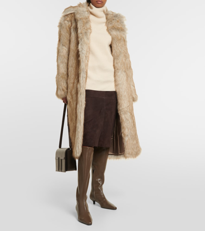 Shop Totême Faux-fur Coat In Beige