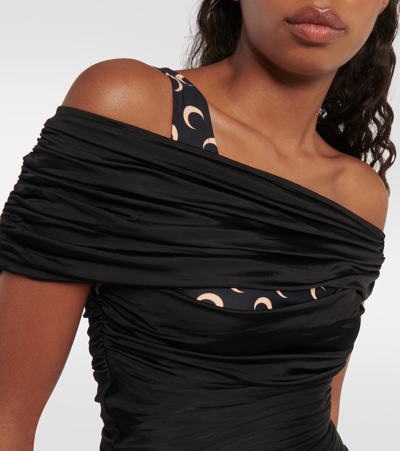 Marine Serre Hybrid Draped Top Moon Lycra In Black