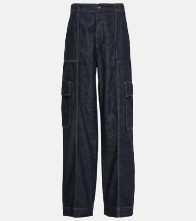 Shop Ag X Emrata Amia High-rise Cargo Jeans In Blue