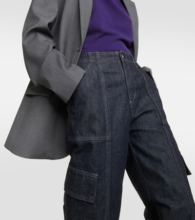 Ag High Rise Wide Leg Cargo Trouser Jeans In Prince St In Blue