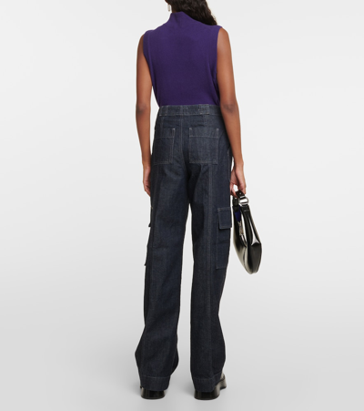 Ag High Rise Wide Leg Cargo Trouser Jeans In Prince St In Blue