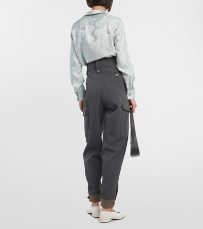 Shop Loro Piana Daian High-rise Wool Cargo Pants In Grey
