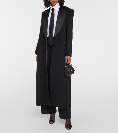Dolce & Gabbana Pleated Wool-blend Wide-leg Pants In Black