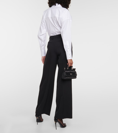 Dolce & Gabbana Pleated Wool-blend Wide-leg Pants In Black