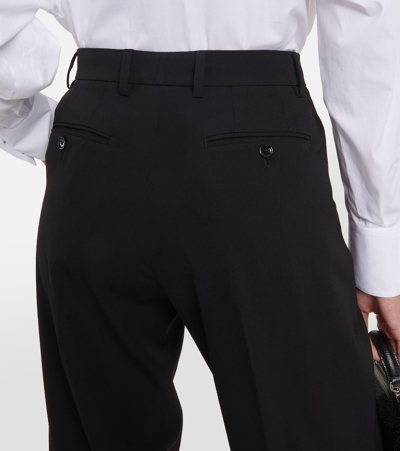 Dolce & Gabbana Pleated Wool-blend Wide-leg Pants In Black