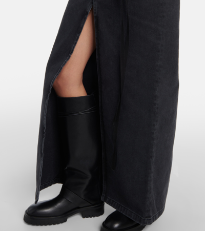 Shop Ann Demeulemeester Denim Maxi Skirt In Grey