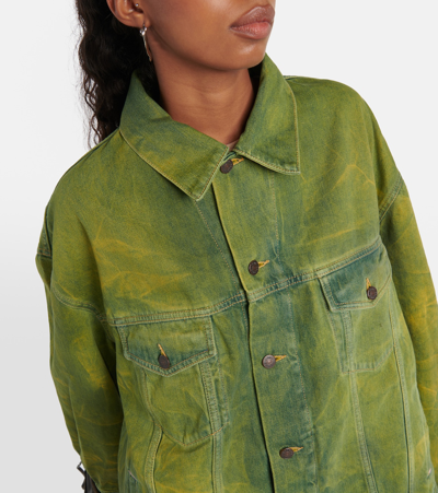 Shop Acne Studios Oversized Fit Denim Jacket In Green