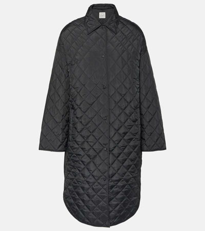 Shop Totême Quilted Cocoon Coat In Black