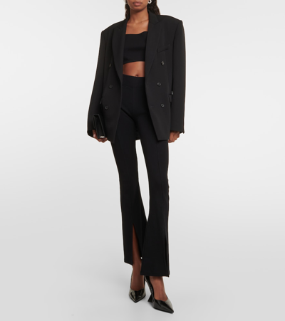 Ag X Emrata Morrison Cotton-blend Flared Pants In Black