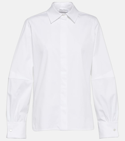 Shop Max Mara Pagina Cotton Poplin Oxford Shirt In White