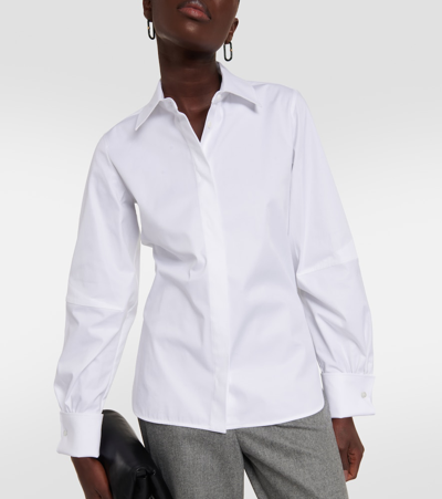 Shop Max Mara Pagina Cotton Poplin Oxford Shirt In White