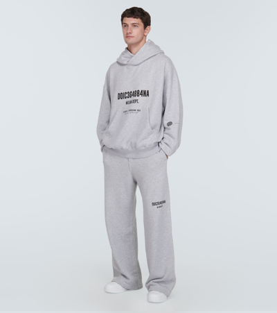 Shop Dolce & Gabbana Printed Cotton Sweatpants In Grey