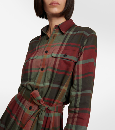 Polo Ralph Lauren Belted Checked Cotton-blend Shirt Dress In Multicoloured