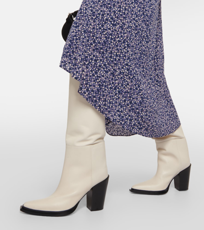 Jimmy Choo Cece Leather Western Knee Boots In Beige