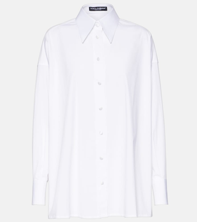 Shop Dolce & Gabbana Oversized Cotton-blend Shirt In White