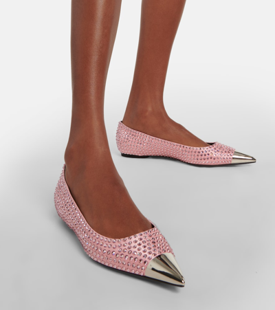 Area Rhinestone-embellished Ballet Flats In Pink