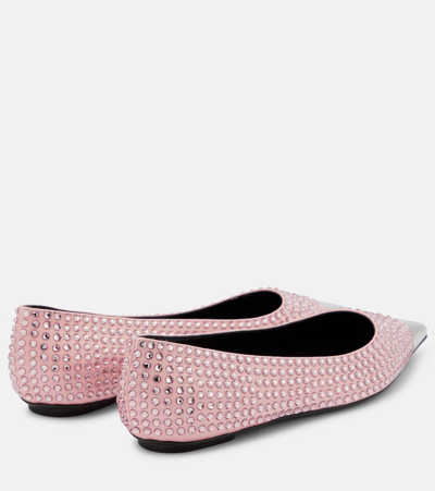 Area Rhinestone-embellished Ballet Flats In Pink