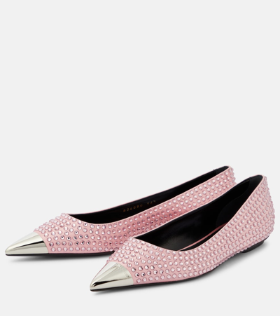 Area Rhinestone-embellished Ballet Flats In Pink