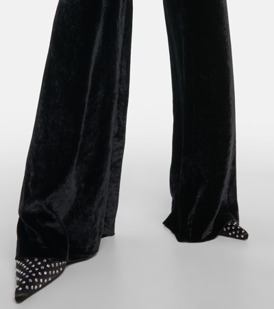 Shop Galvan Pat Velvet Leggings In Black